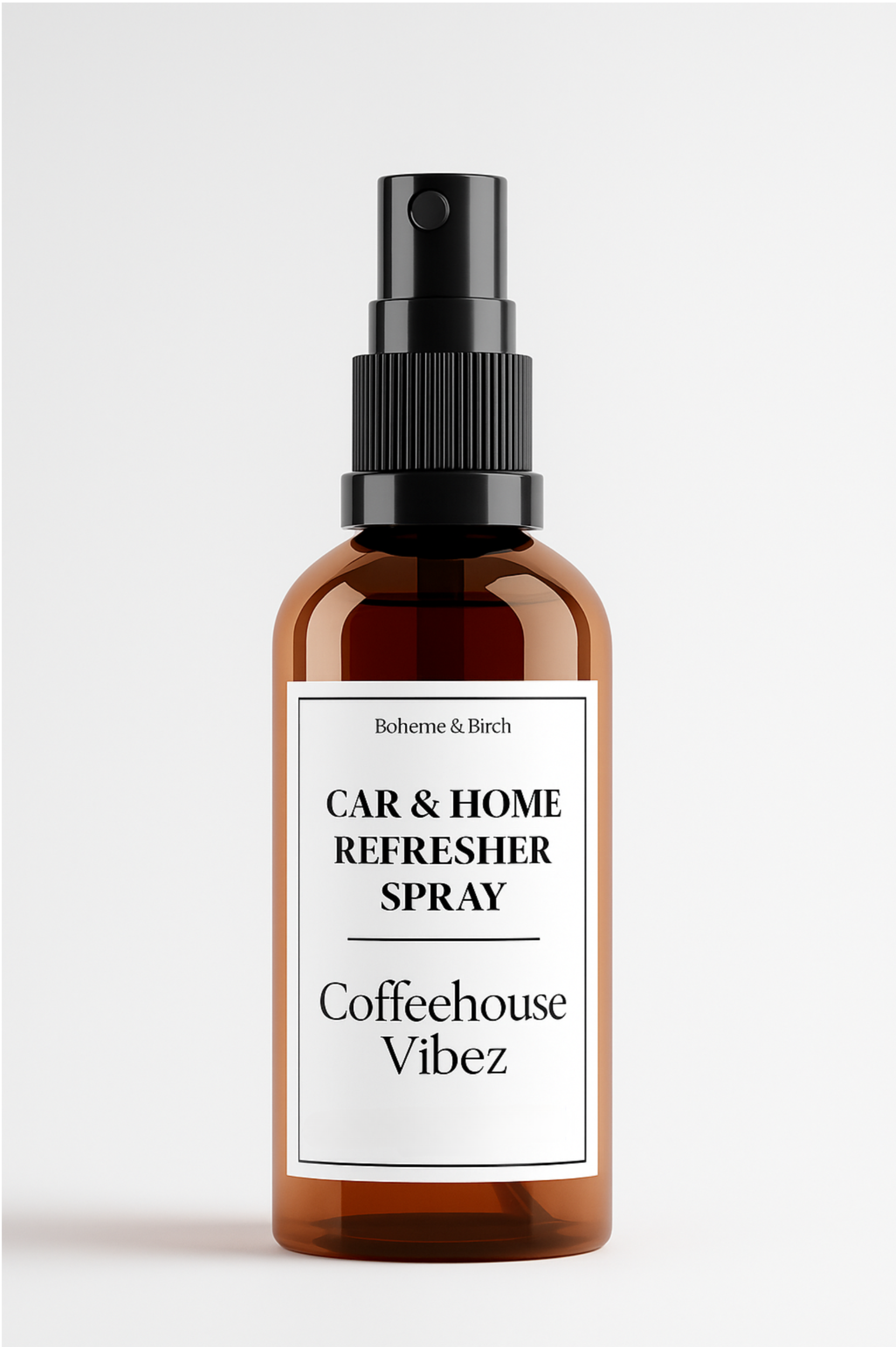 Car & Home Refresher Spray labeled 'Coffeehouse Vibez' on a white background