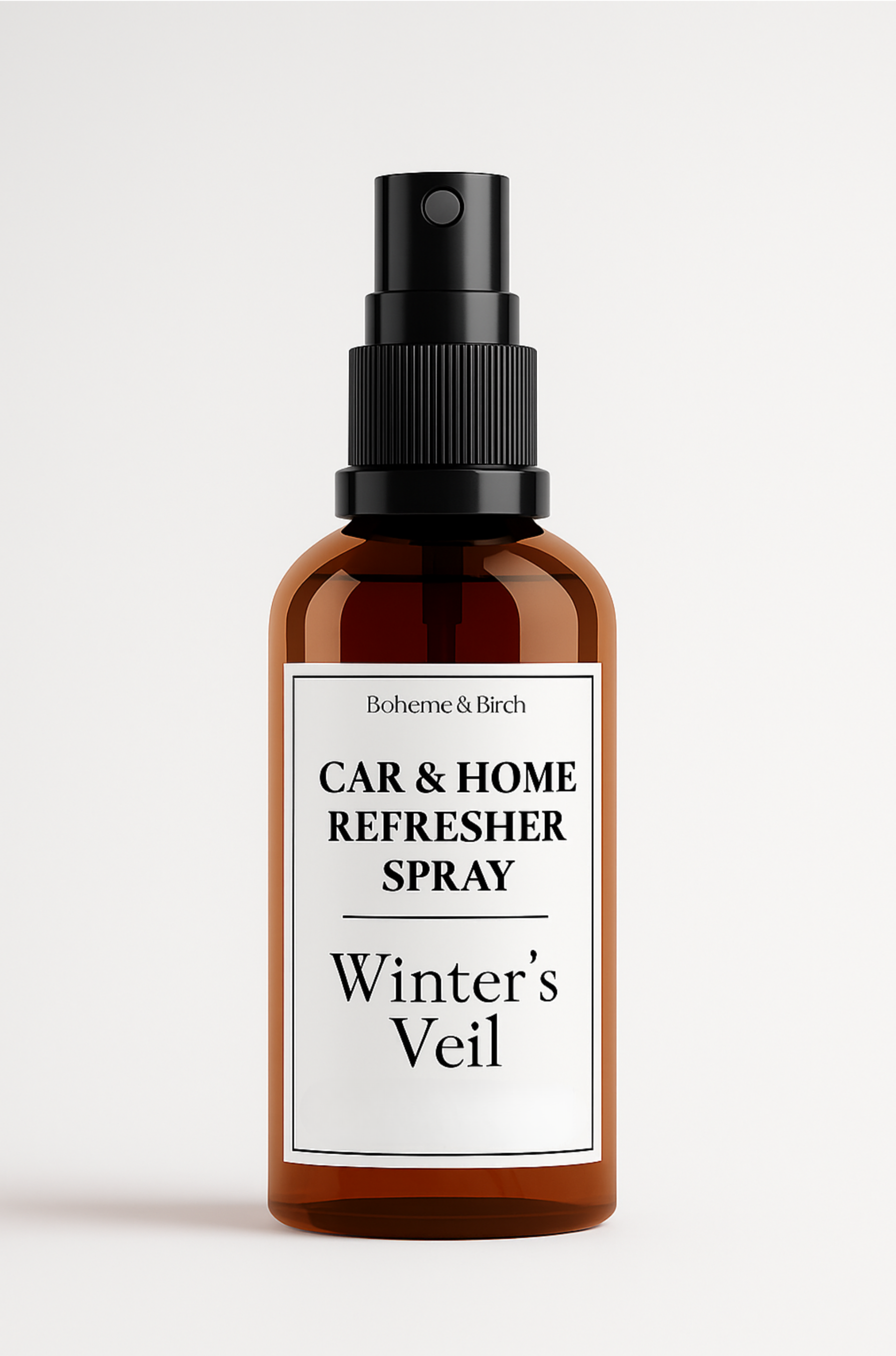 Car & Home Refresher Spray bottle labeled 'Winter's Veil' on a white background